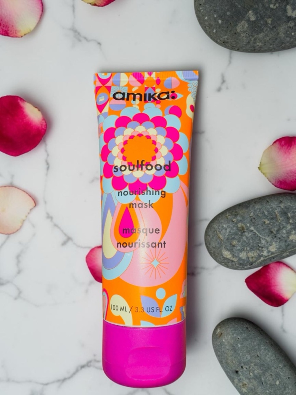 amika Soulfood Nourishing Mask - Orange, Pink & Purple Packaging